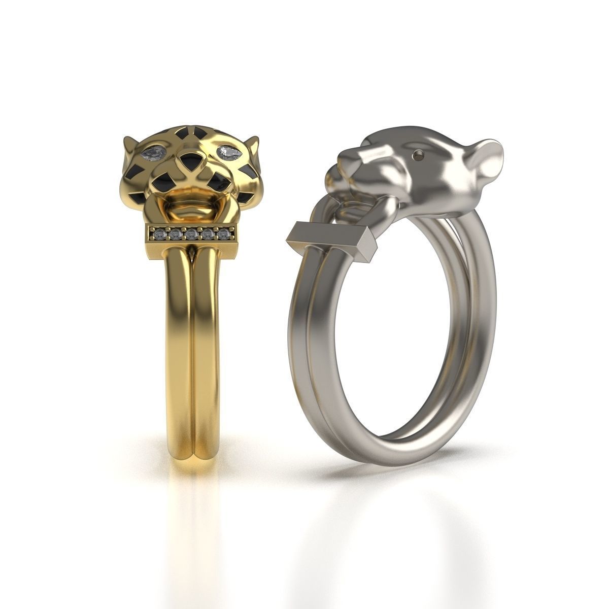 Panther Head Ring 3D print model_4