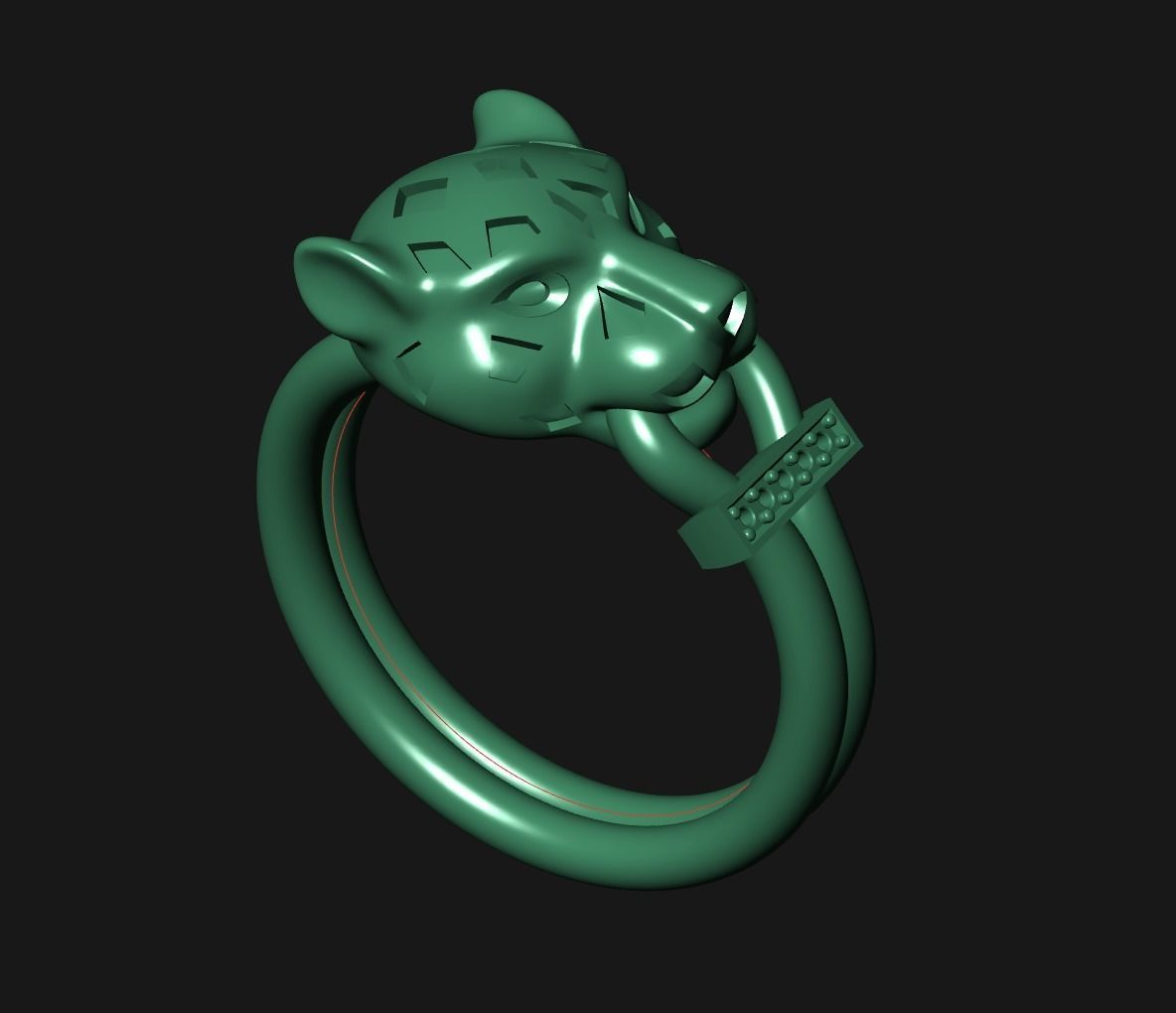 Panther Head Ring 3D print model_14