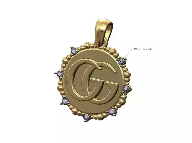 GG logo beaded diamond pendant charm