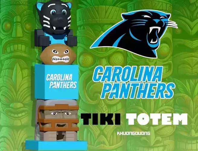 TIKI - NFL - CAROLINA PANTHERS FOOTBALL STATUE - 3D PRINT - CNC