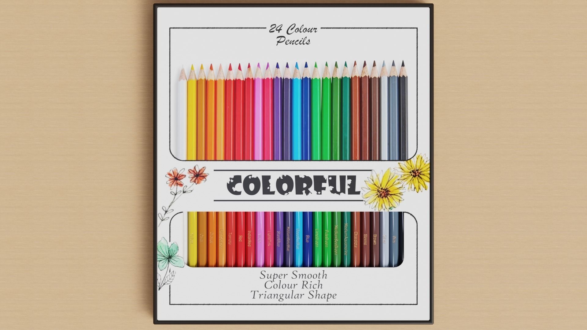 Set of Colored Pencils Low-poly 3D model_2