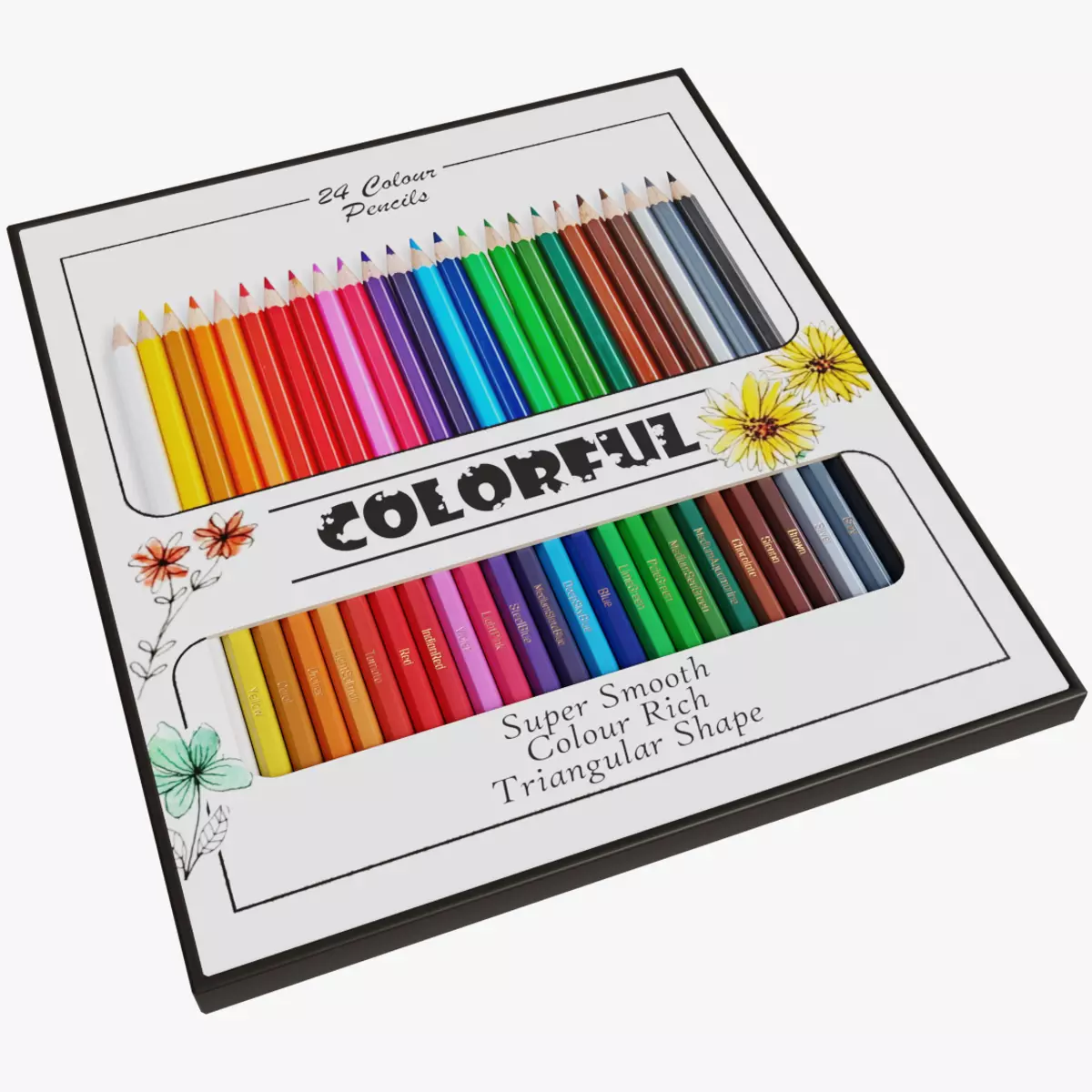 Set of Colored Pencils Low-poly 3D model_0