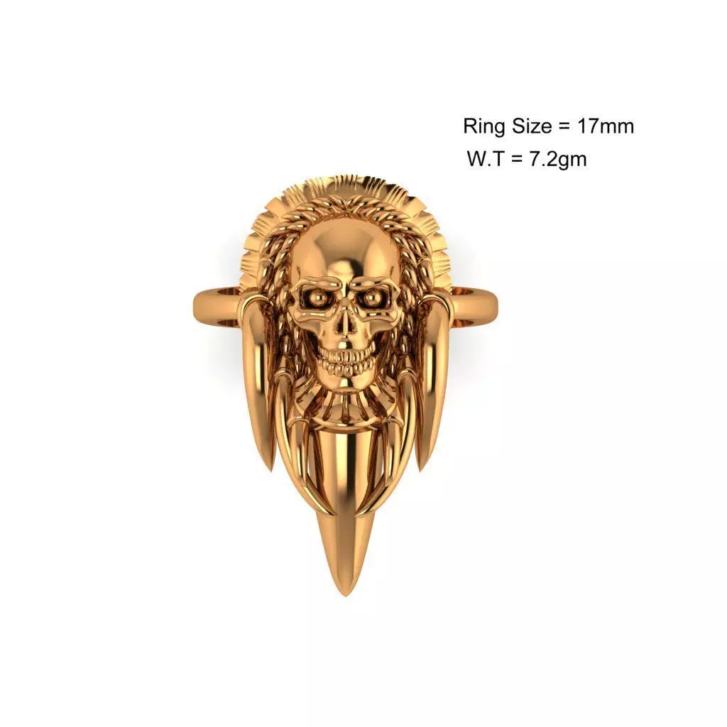 Tribe Chief Skull Ring 3D print model