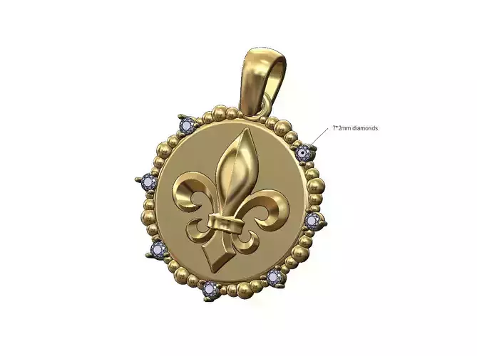 Royal Lily beaded diamond pendant charm