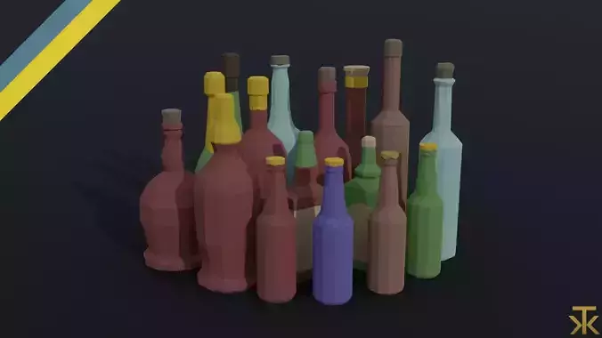 Cartoon alcohol bottle Polygonal Style