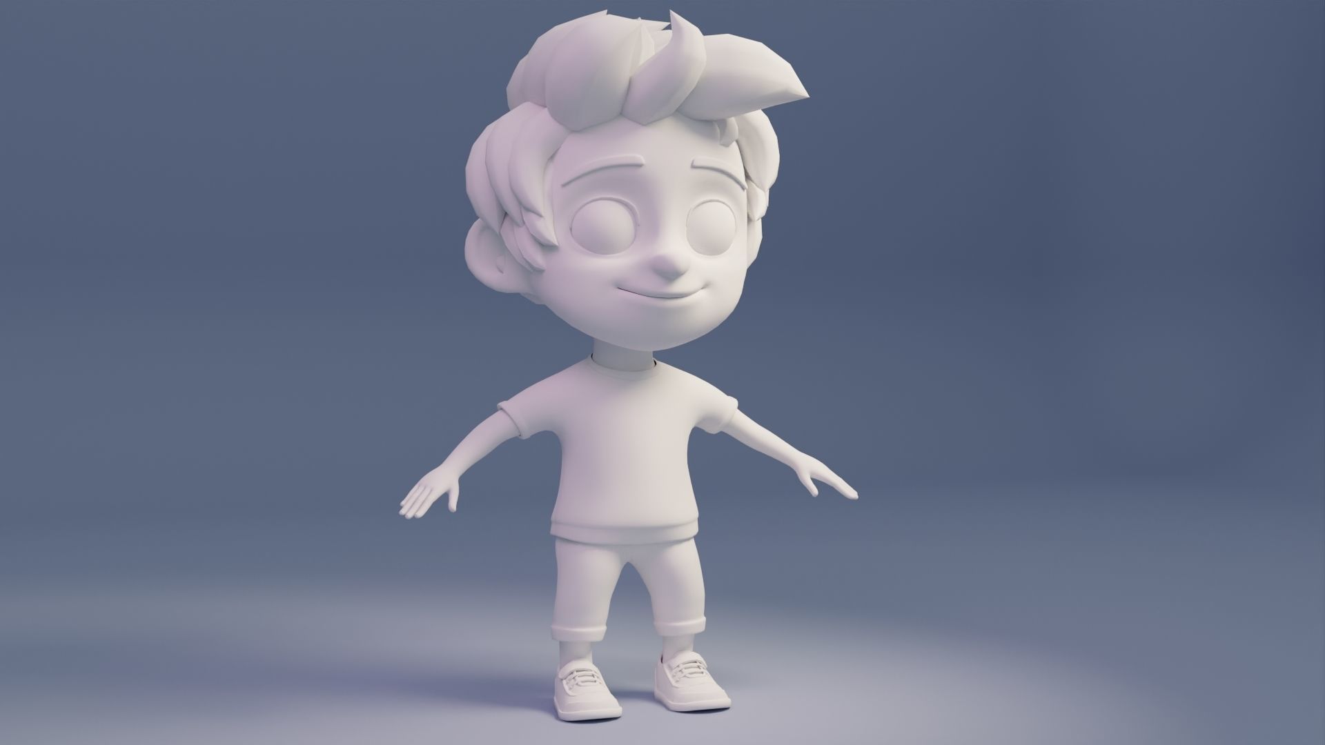 Toon Kid Character Low-poly 3D model_3