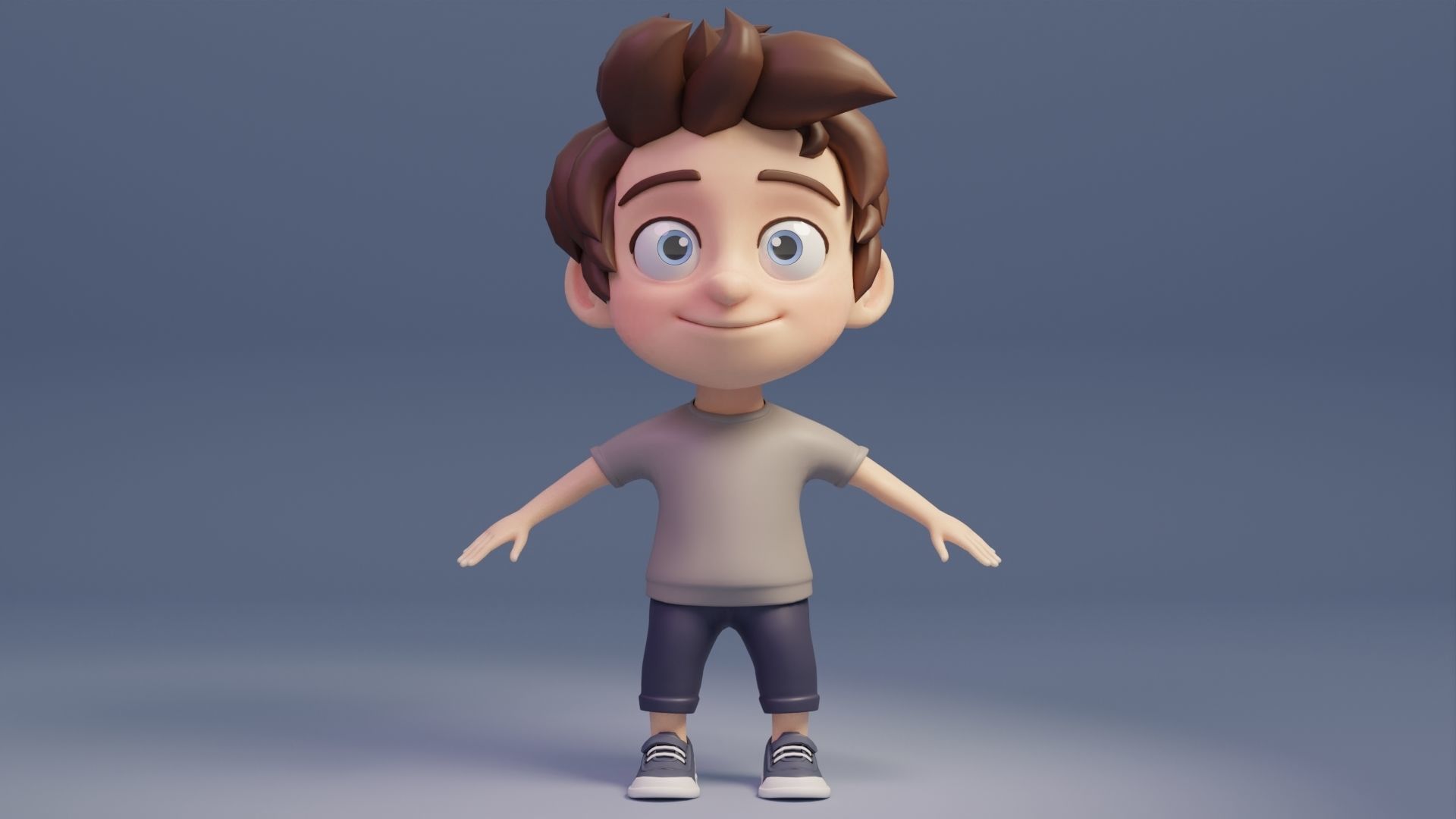 Toon Kid Character Low-poly 3D model_1