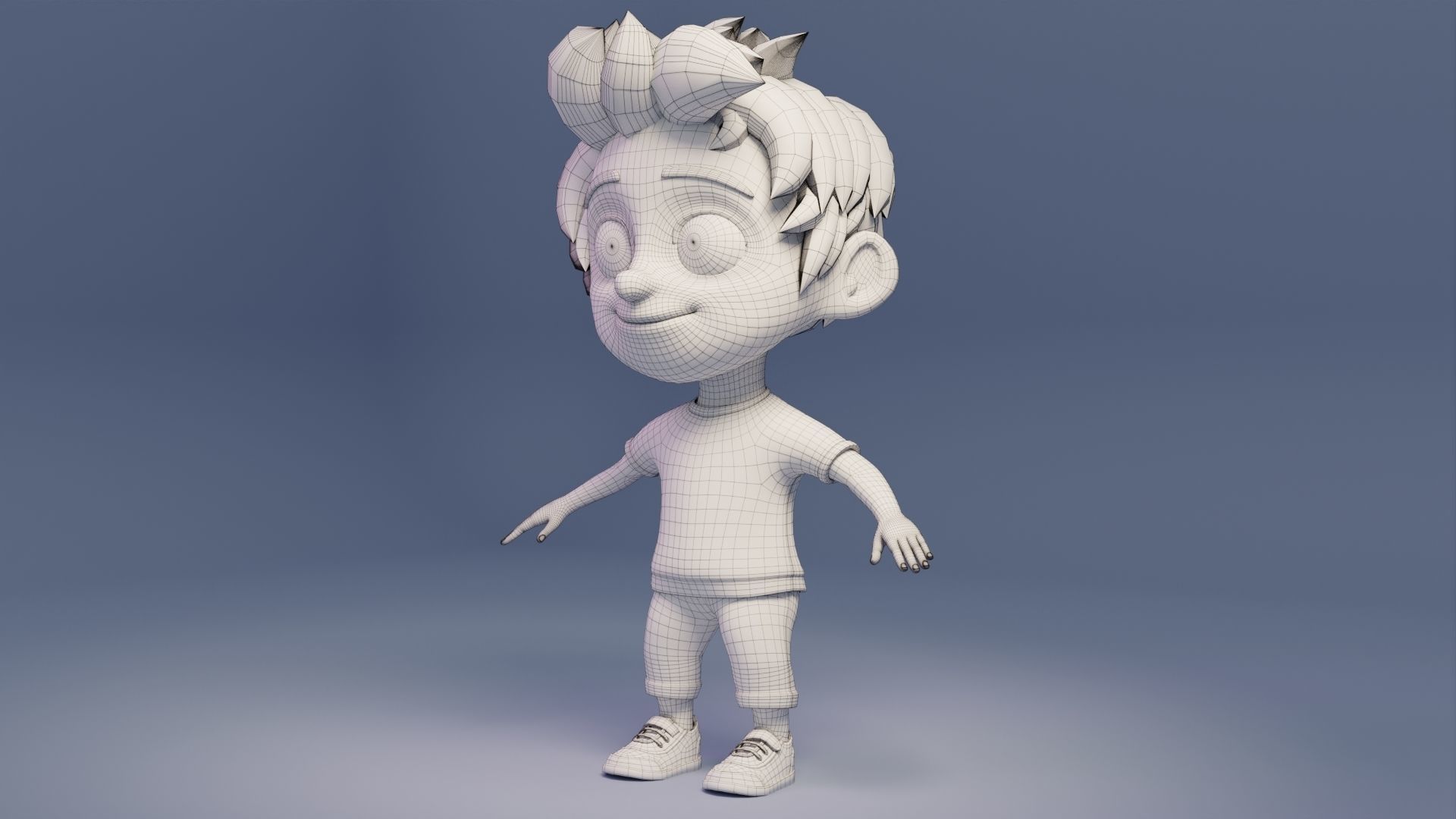 Toon Kid Character Low-poly 3D model_5