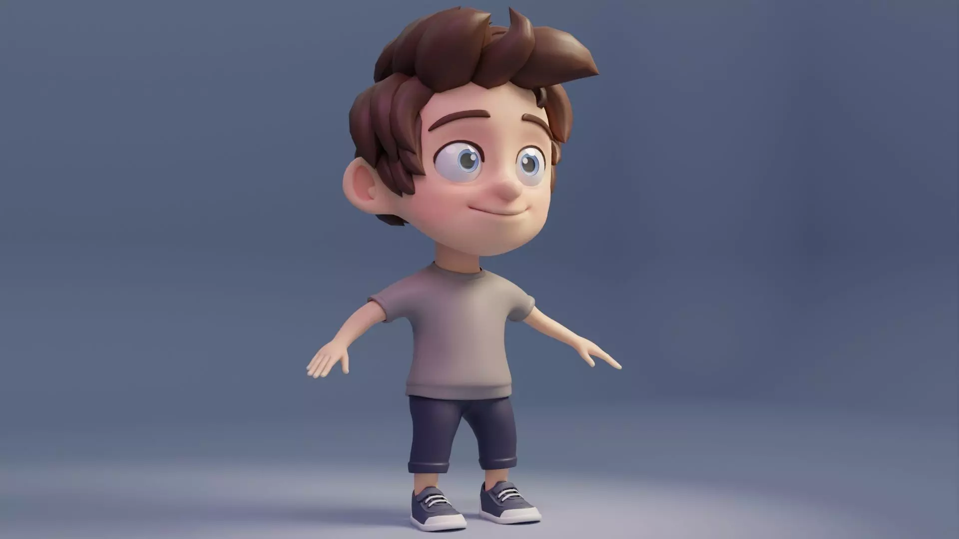 Toon Kid Character Low-poly 3D model_0