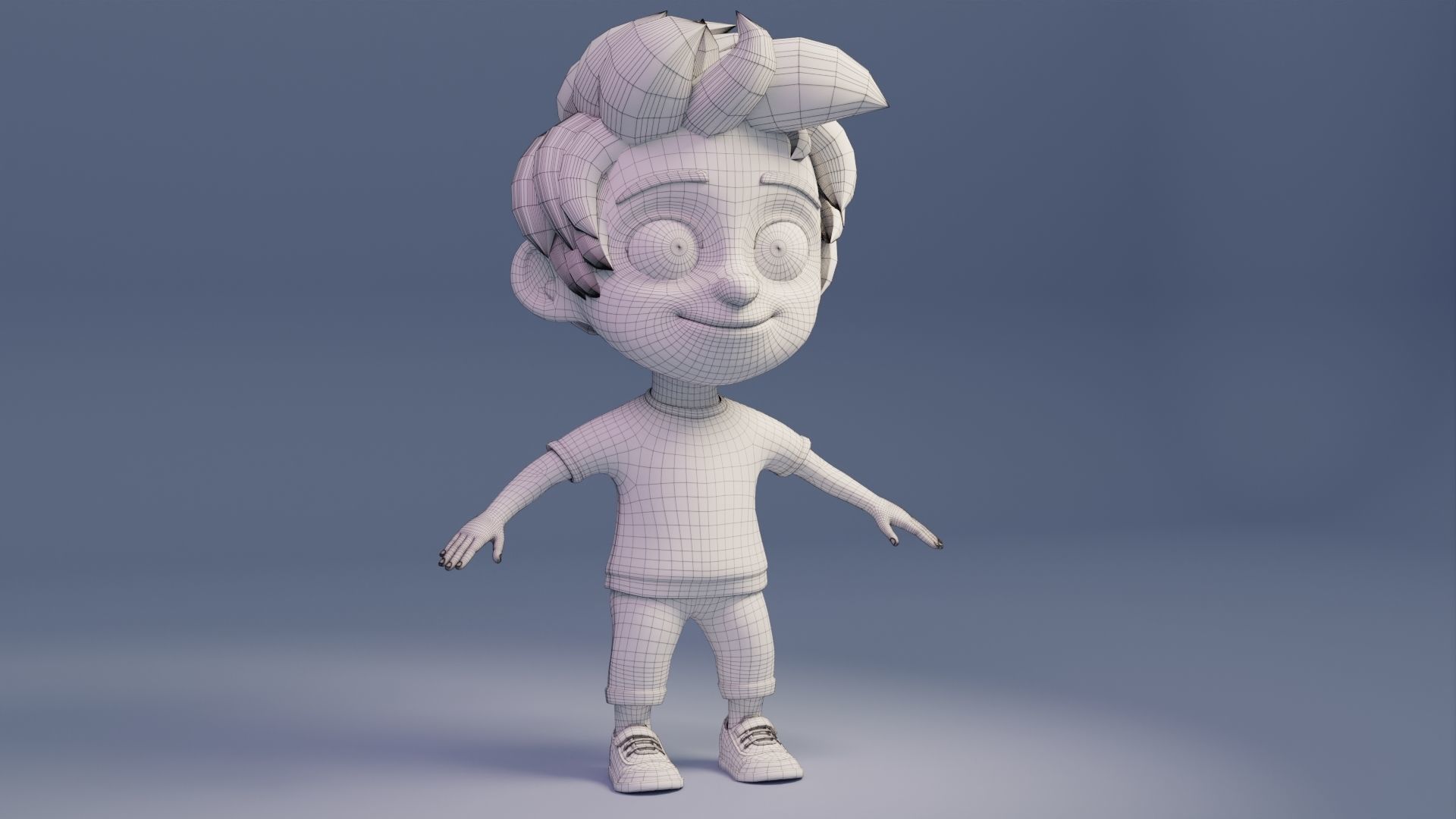 Toon Kid Character Low-poly 3D model_4