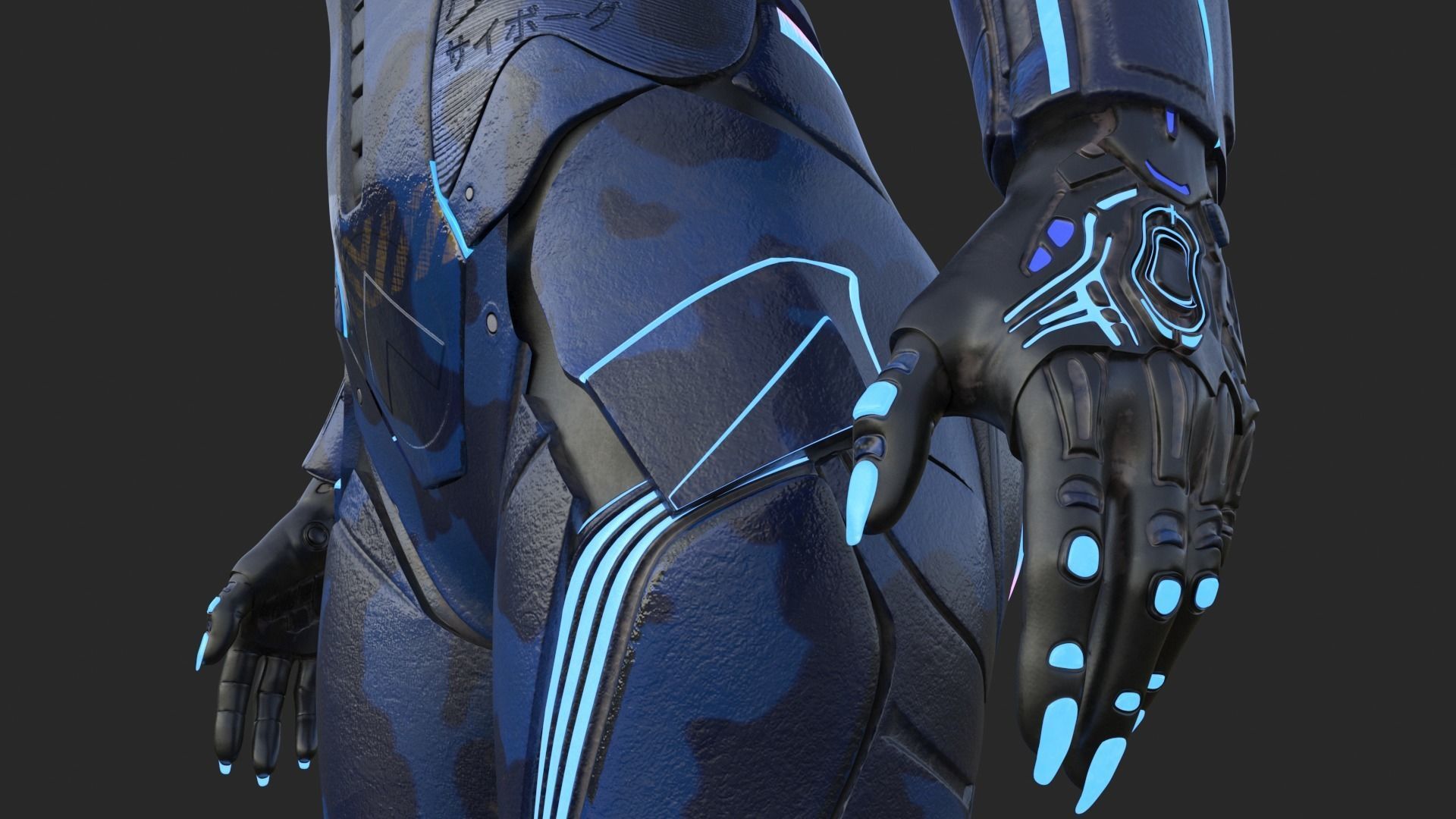 Cyborg Blu Camouflage Vray 3D model_38