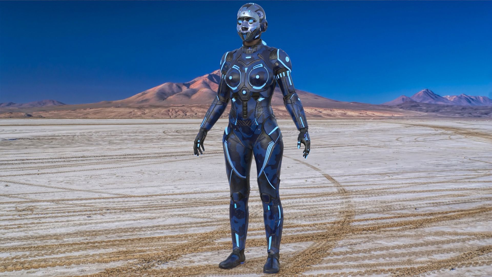 Cyborg Blu Camouflage Vray 3D model_3