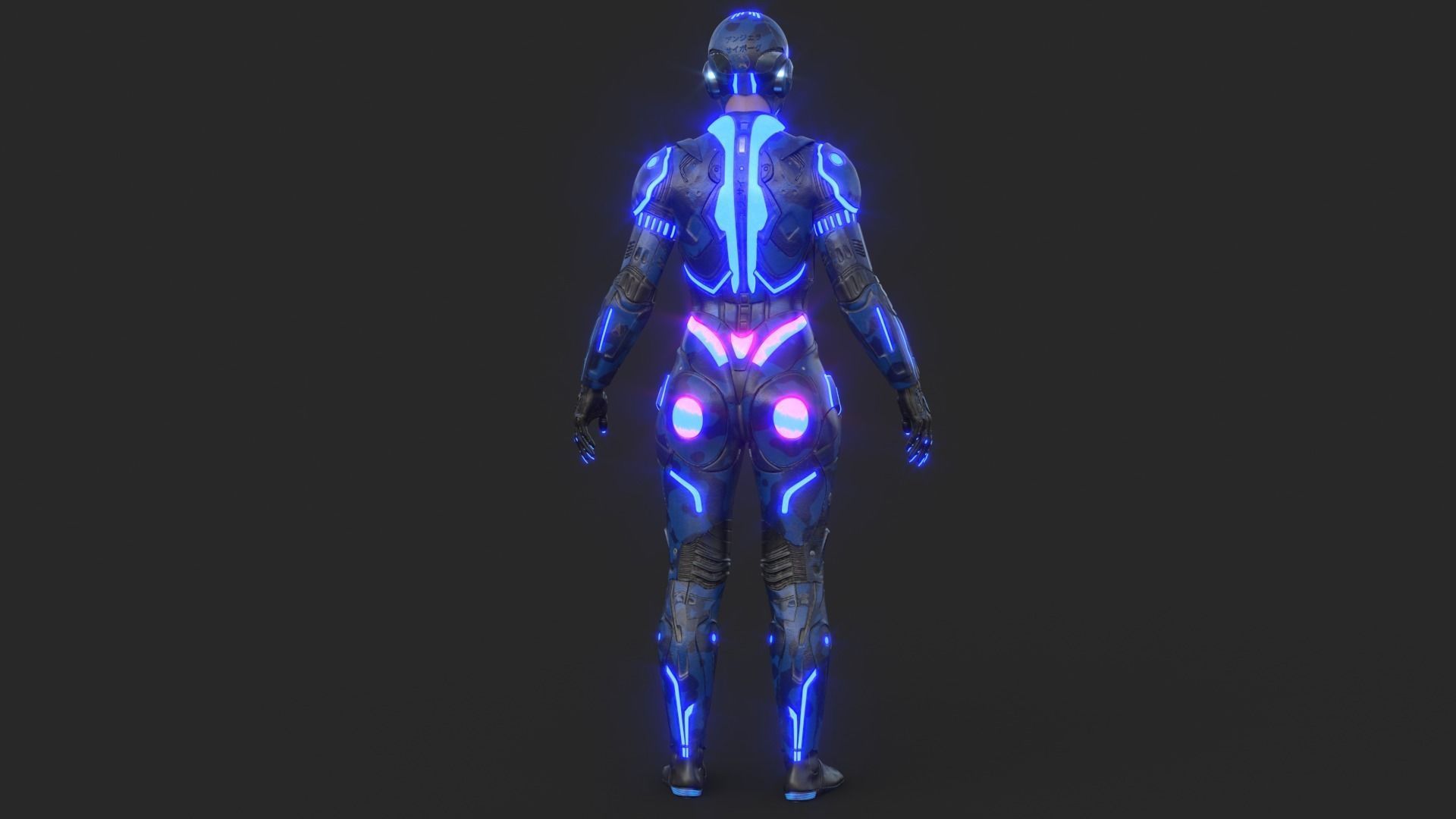Cyborg Blu Camouflage Vray 3D model_15