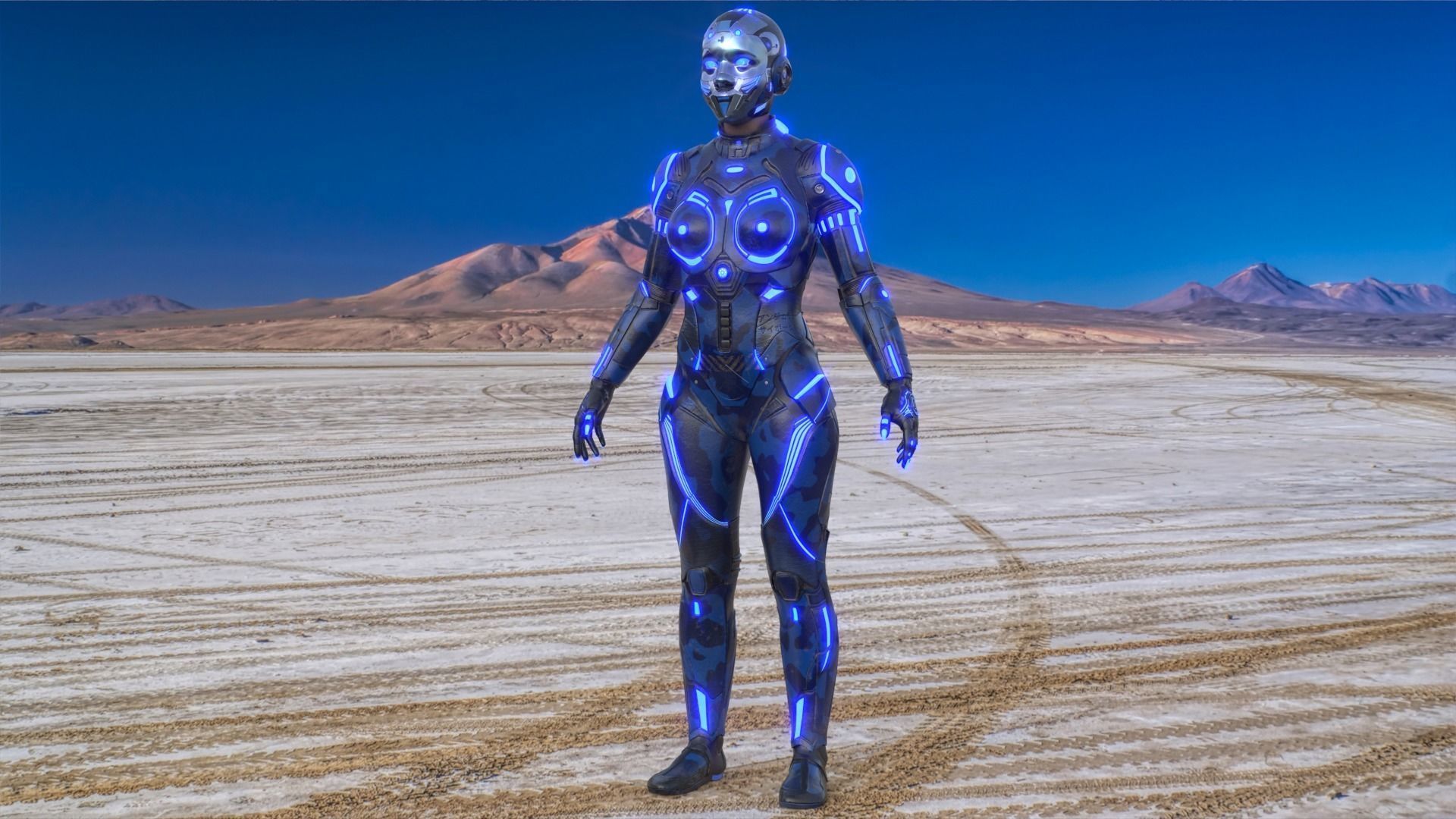 Cyborg Blu Camouflage Vray 3D model_2
