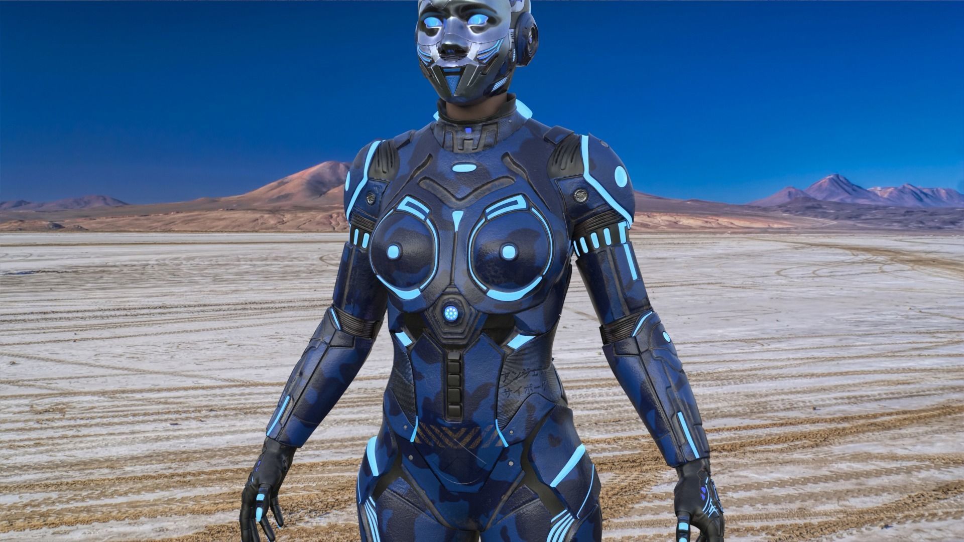 Cyborg Blu Camouflage Vray 3D model_7