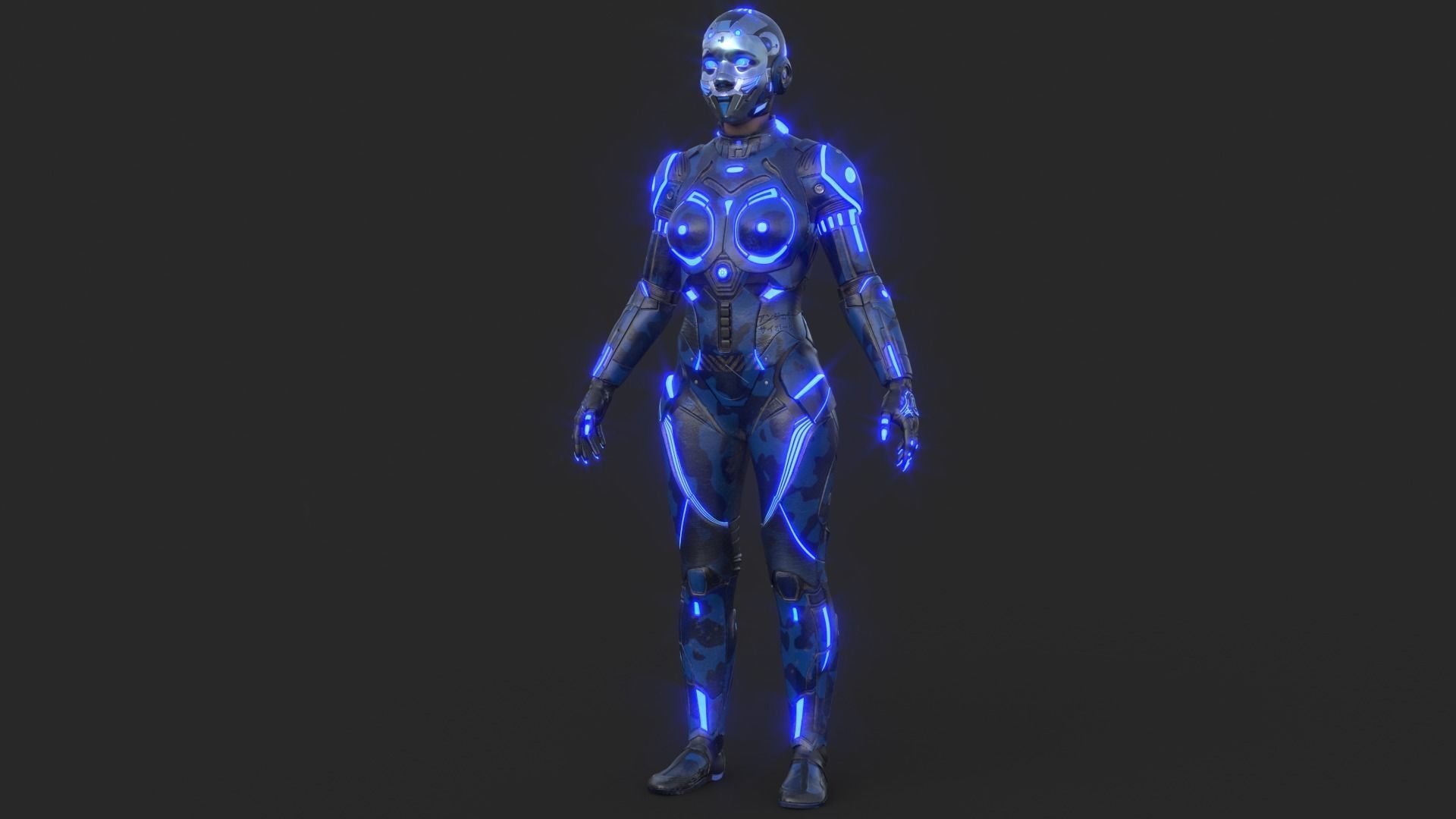 Cyborg Blu Camouflage Vray 3D model_11