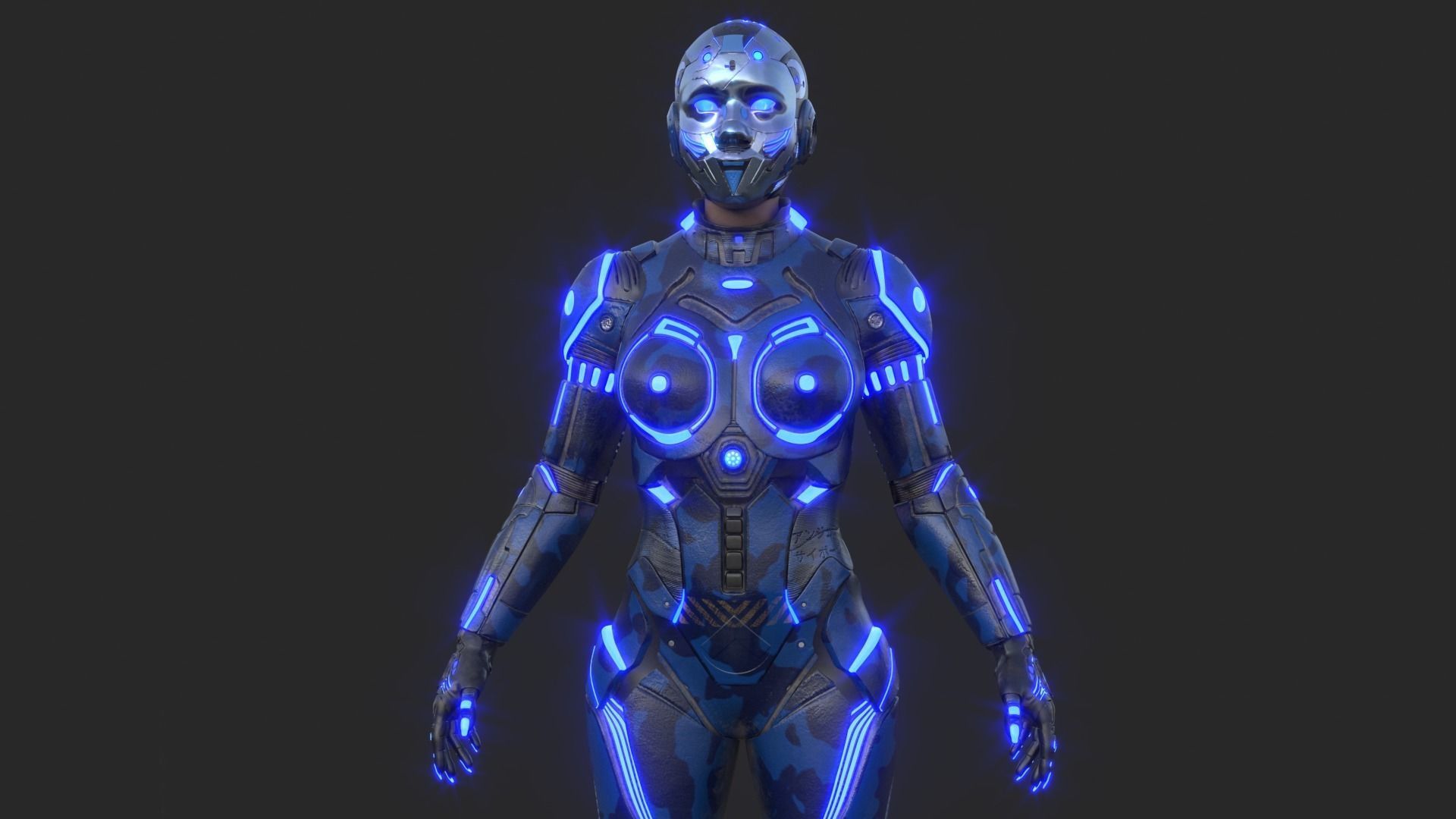 Cyborg Blu Camouflage Vray 3D model_19