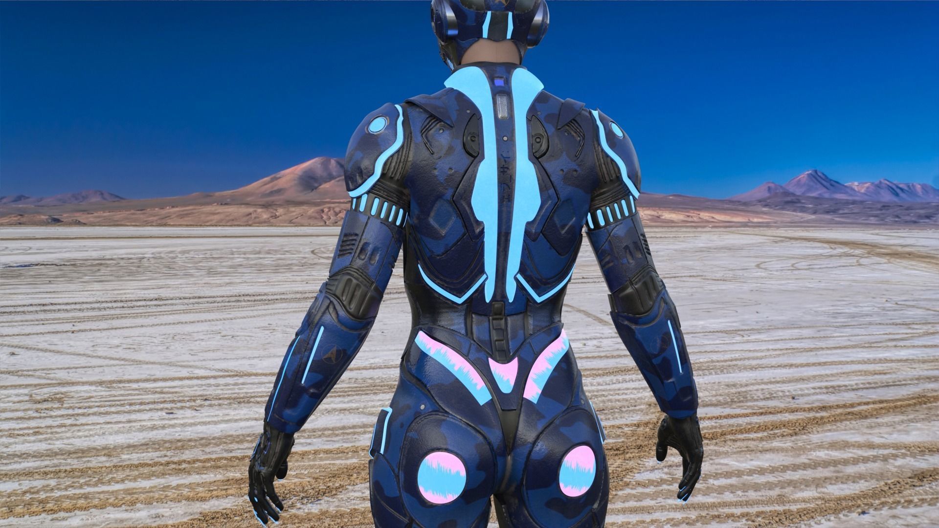 Cyborg Blu Camouflage Vray 3D model_9