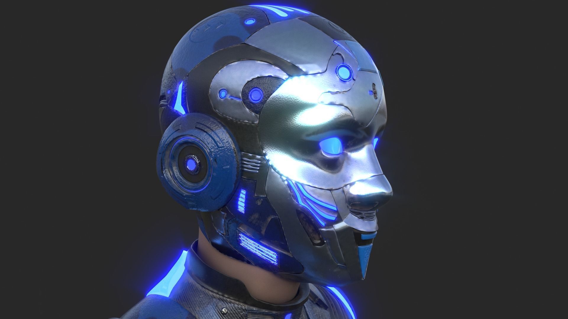 Cyborg Blu Camouflage Vray 3D model_35