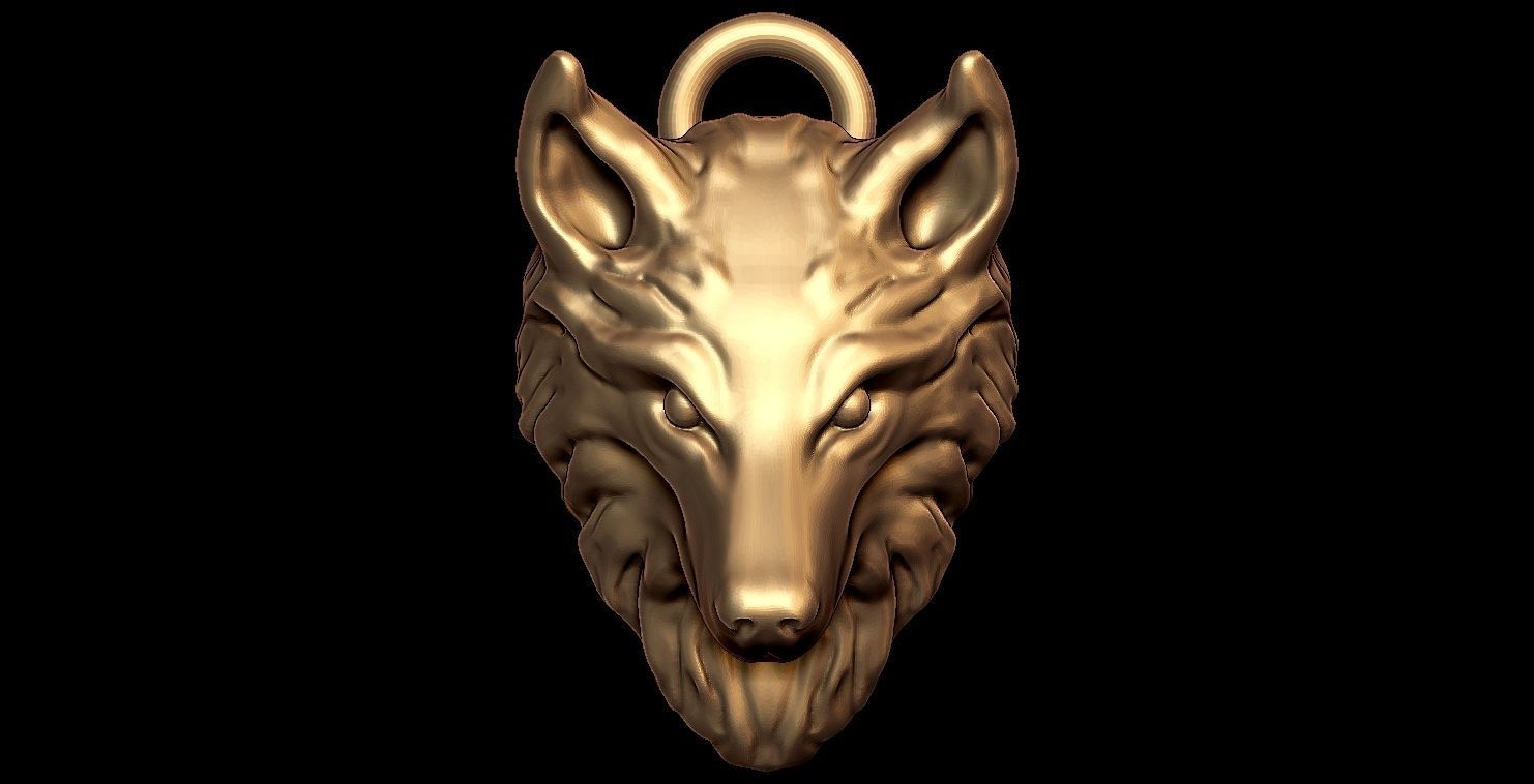 fox face pendant 3D model_1