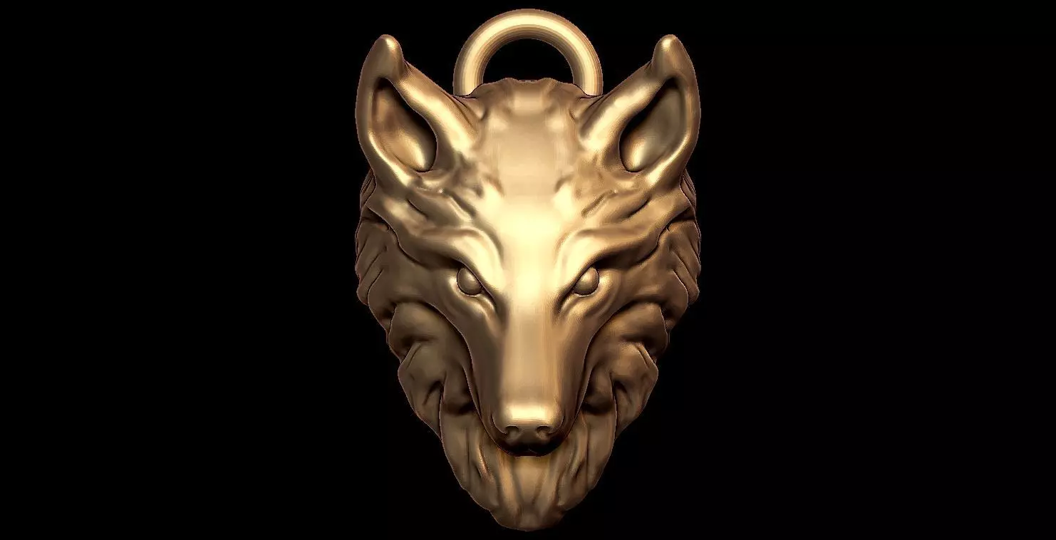 fox face pendant 3D model_0