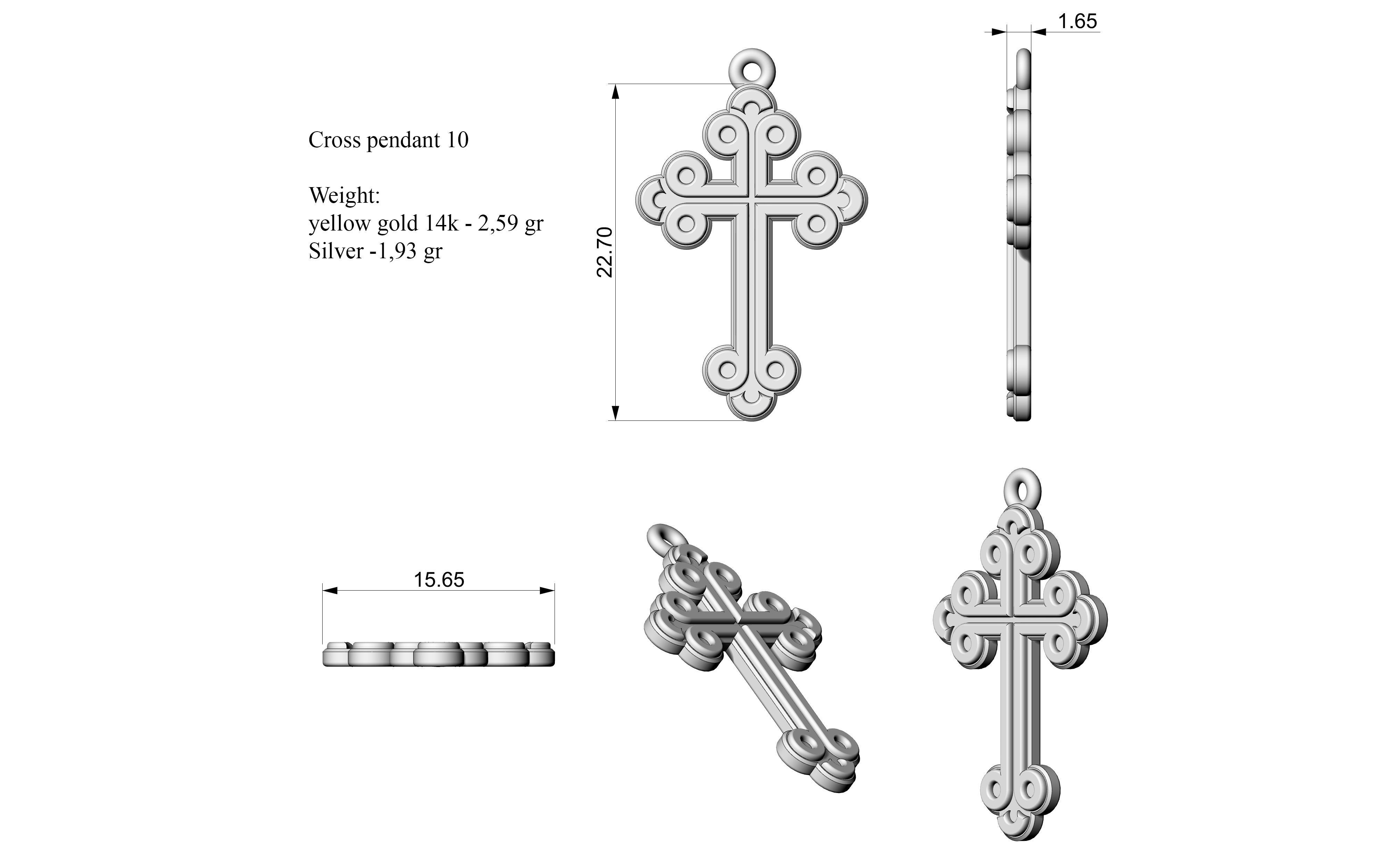 Cross pendant 10 3D print model_6