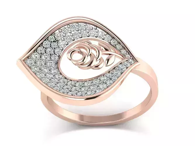 Light Weight Rose Gold Diamond Ring  -P S-33 A R 3D print model