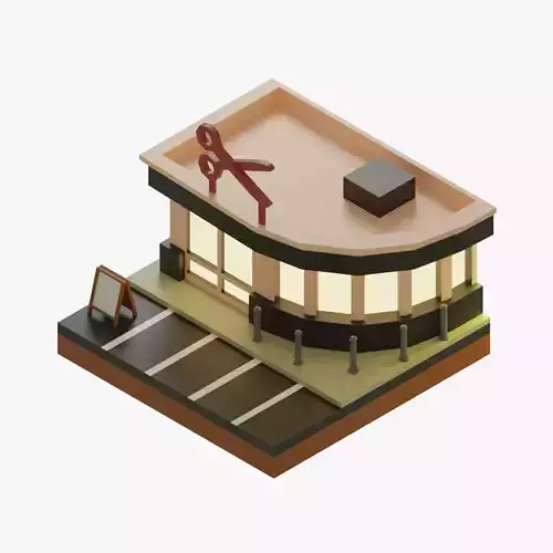 3D Low Poly Hair Saloon