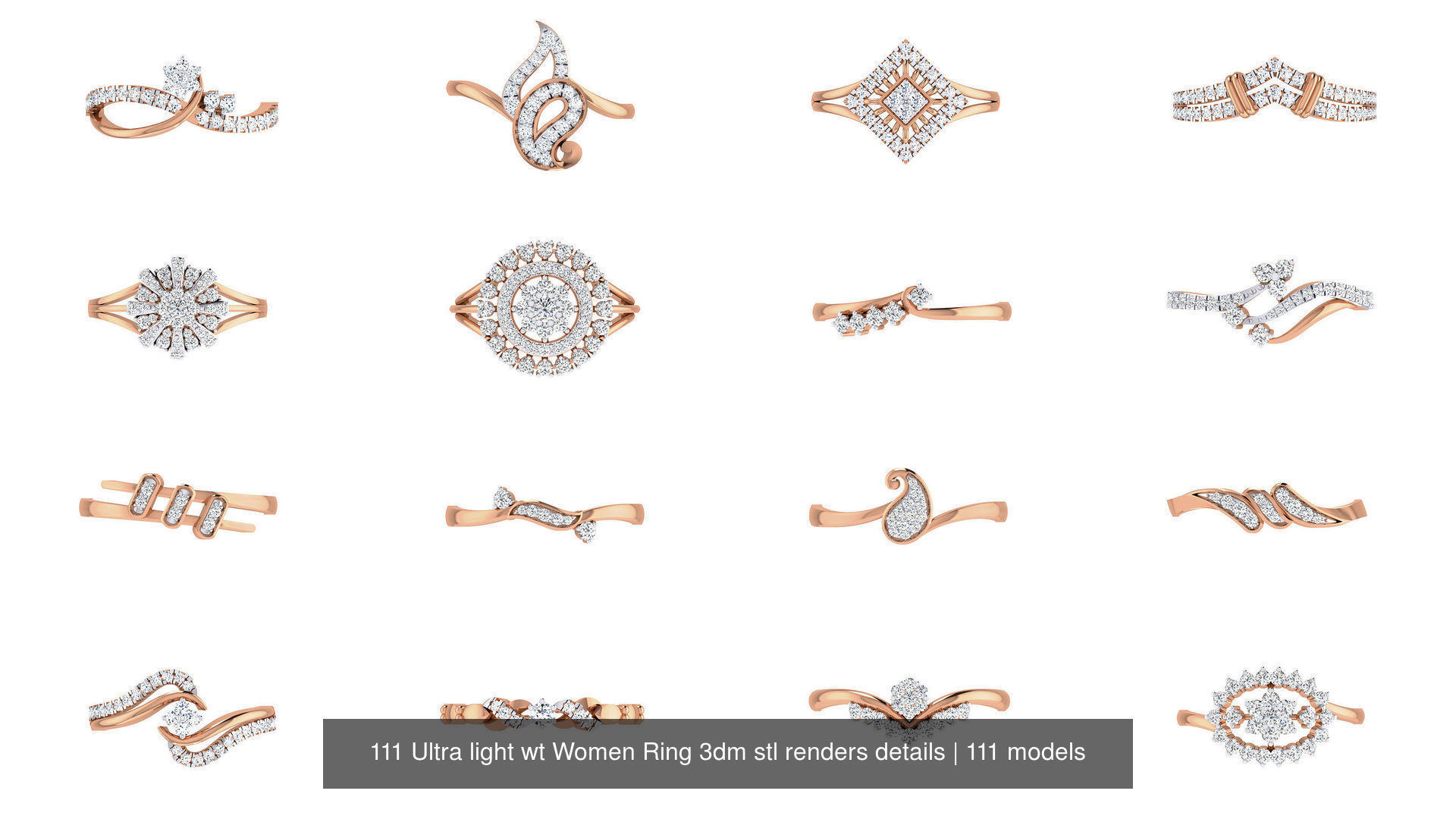 111 Ultra light wt Women Ring 3dm stl renders details 3D Model Collection_5
