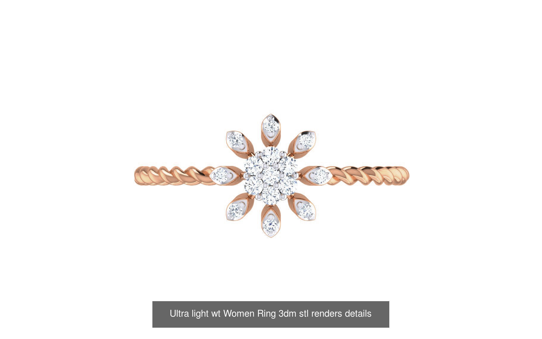 111 Ultra light wt Women Ring 3dm stl renders details 3D Model Collection_110