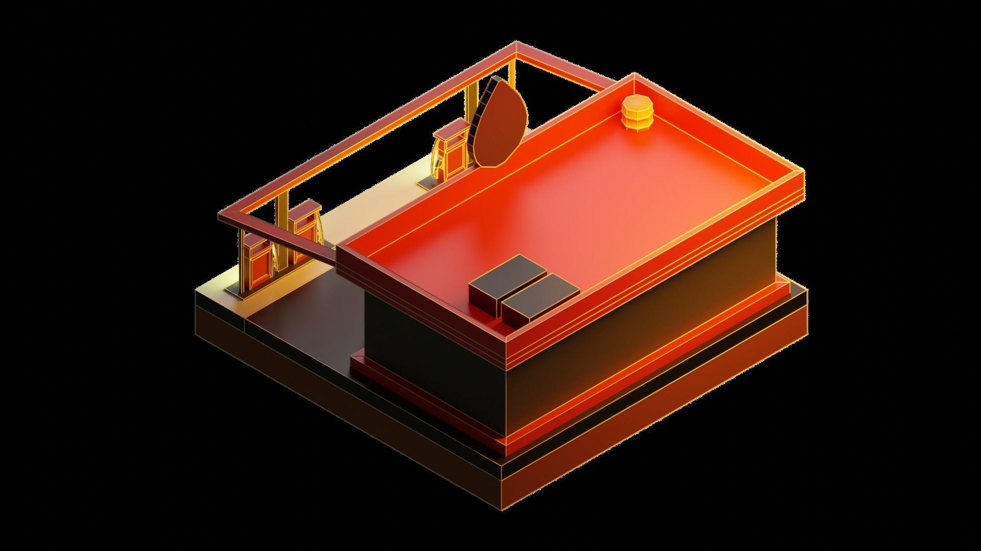 Low Poly Gas Station Low-poly 3D model_8