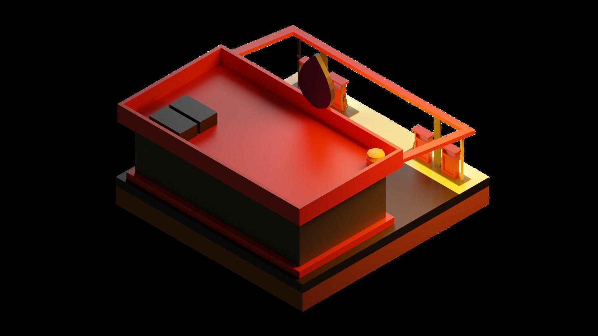 Low Poly Gas Station Low-poly 3D model_5
