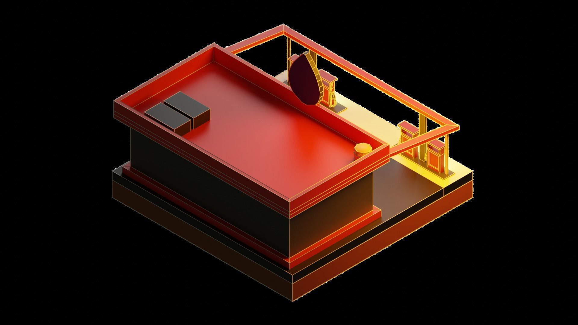 Low Poly Gas Station Low-poly 3D model_6