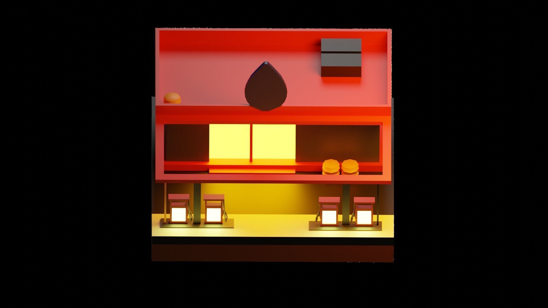 Low Poly Gas Station Low-poly 3D model_9