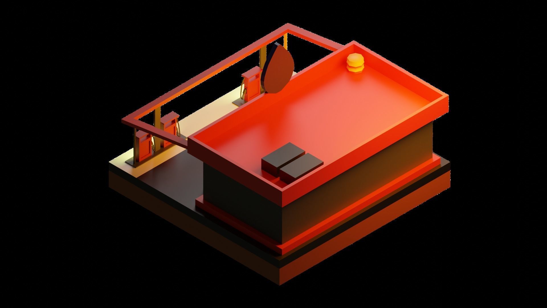 Low Poly Gas Station Low-poly 3D model_7