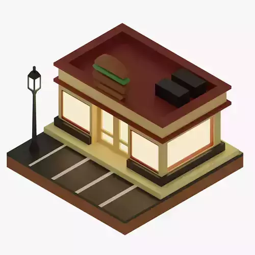 Low Poly Burger House Low-poly 3D model