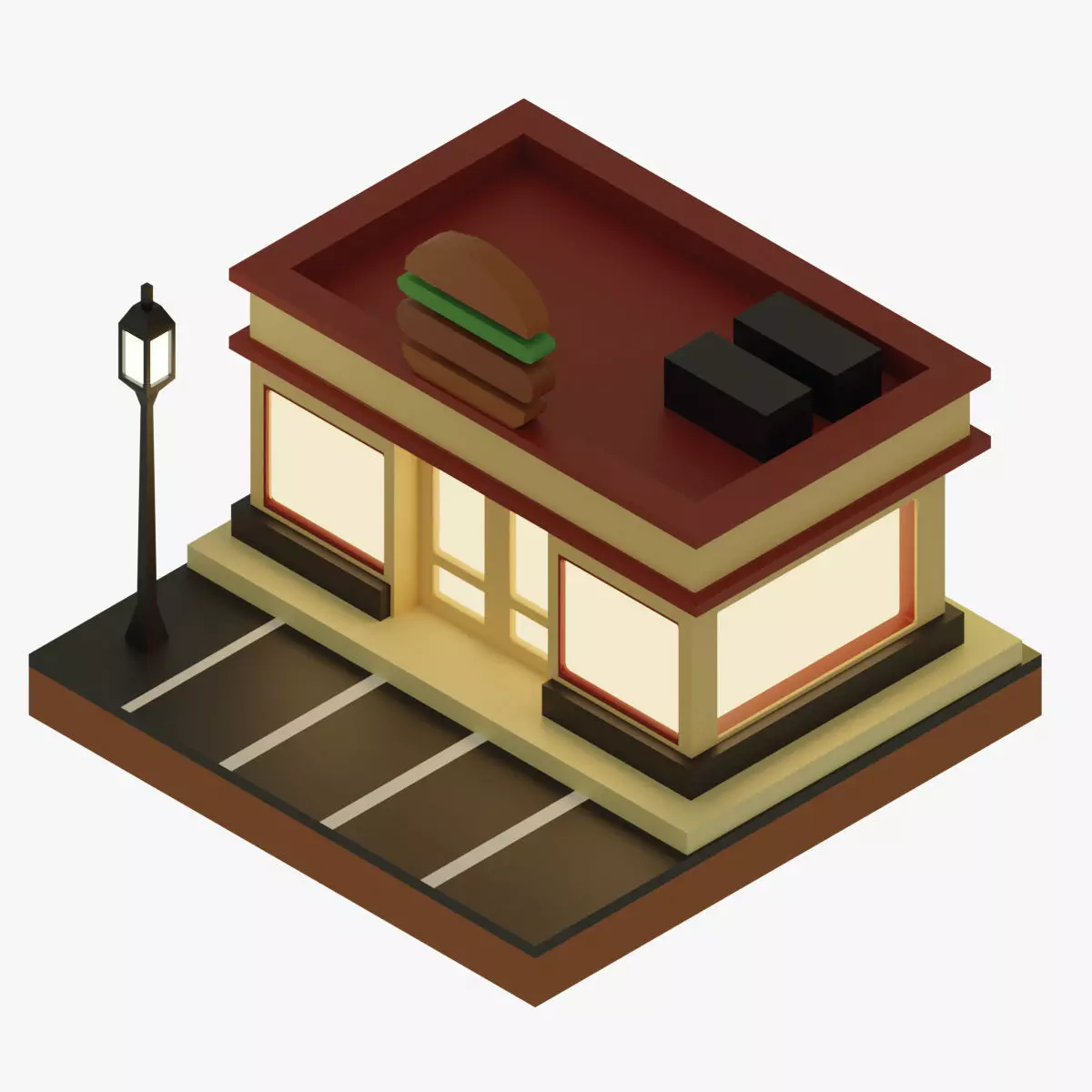 Low Poly Burger House Low-poly 3D model