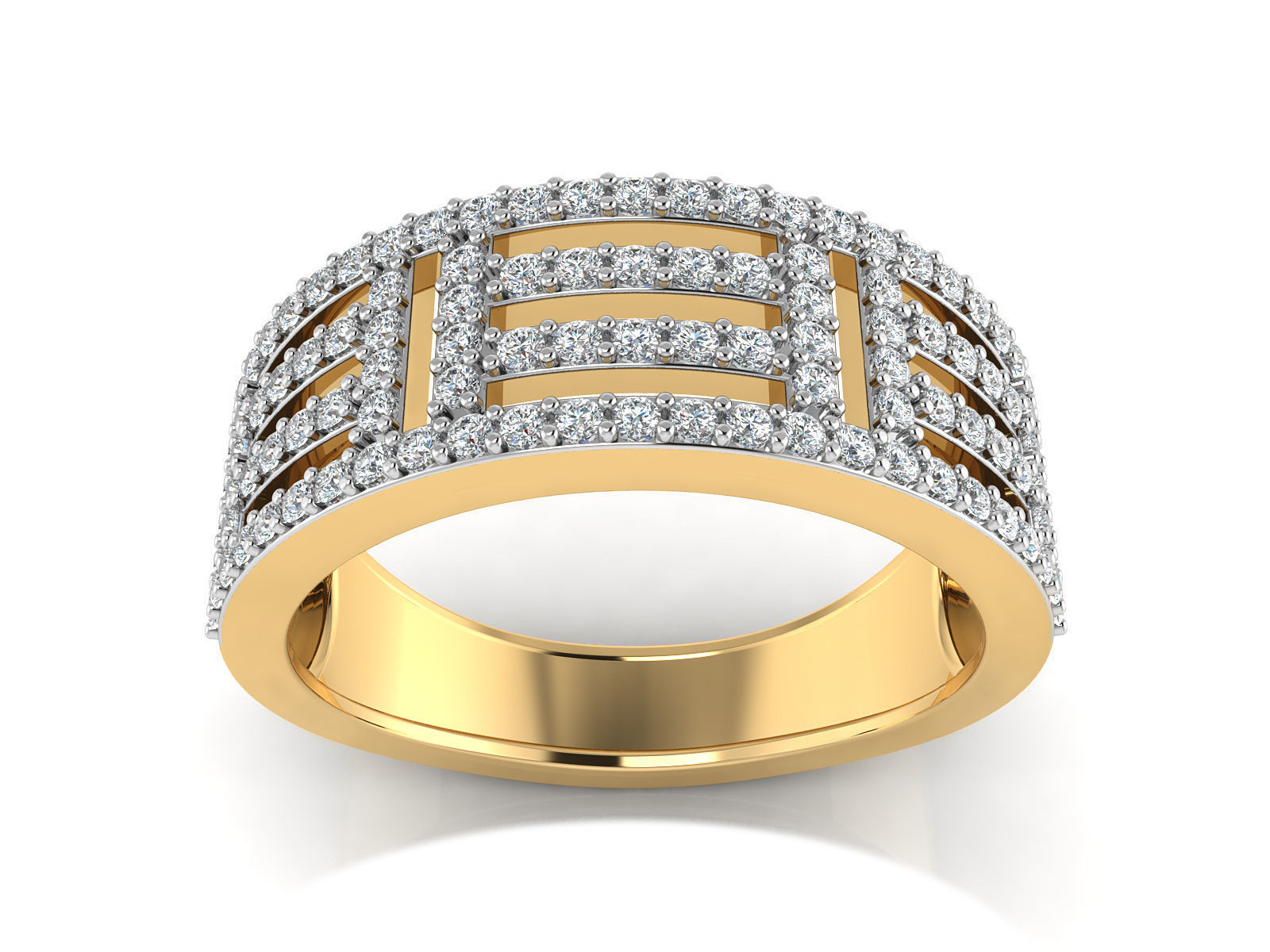 Light Weight Rose Gold Diamond Ring -R-3884 3D print model_2