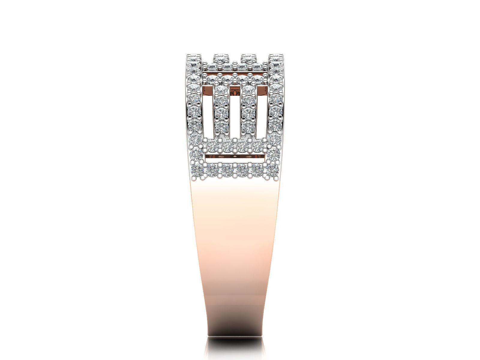 Light Weight Rose Gold Diamond Ring -R-3884 3D print model_8
