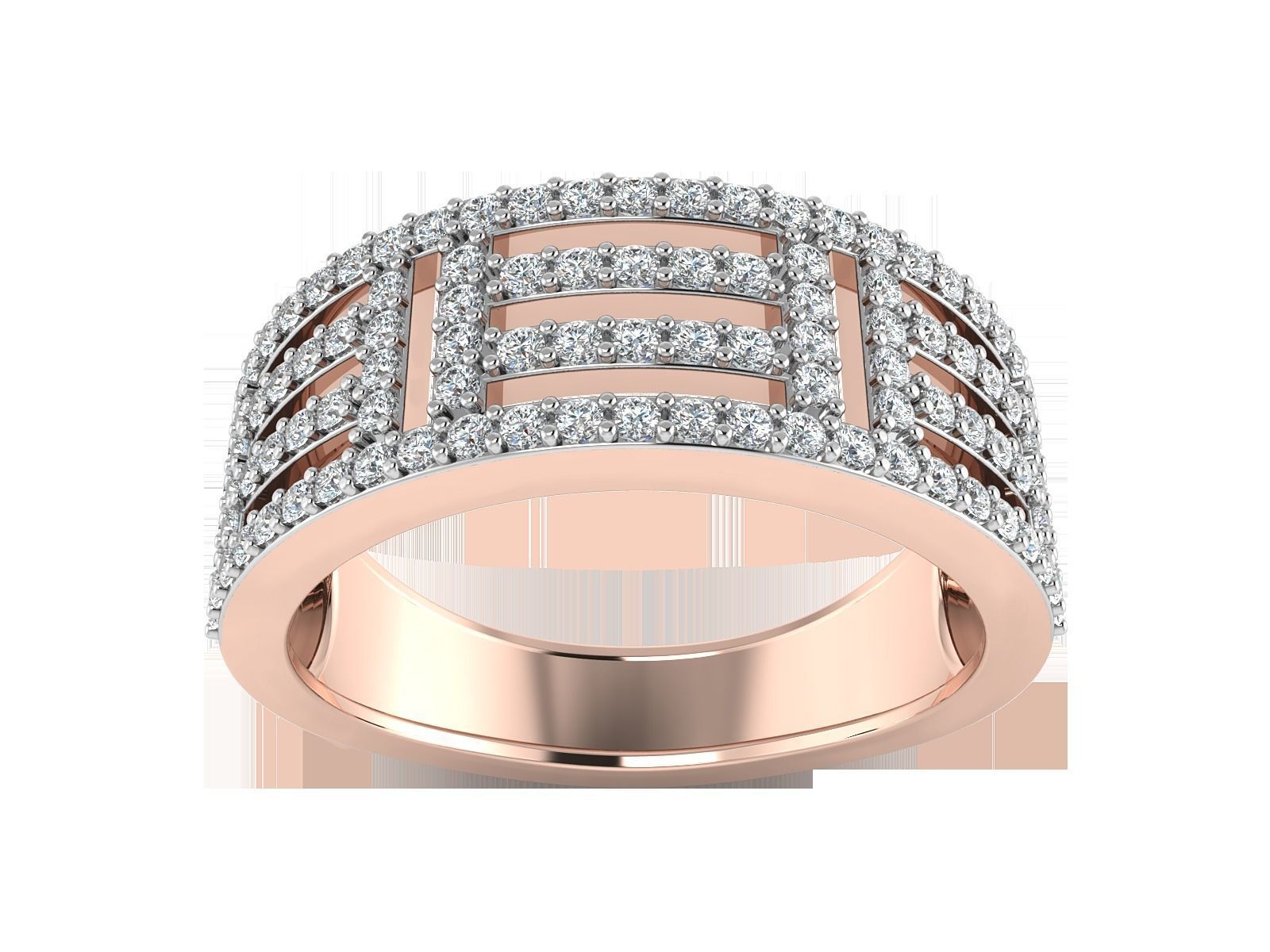Light Weight Rose Gold Diamond Ring -R-3884 3D print model_1