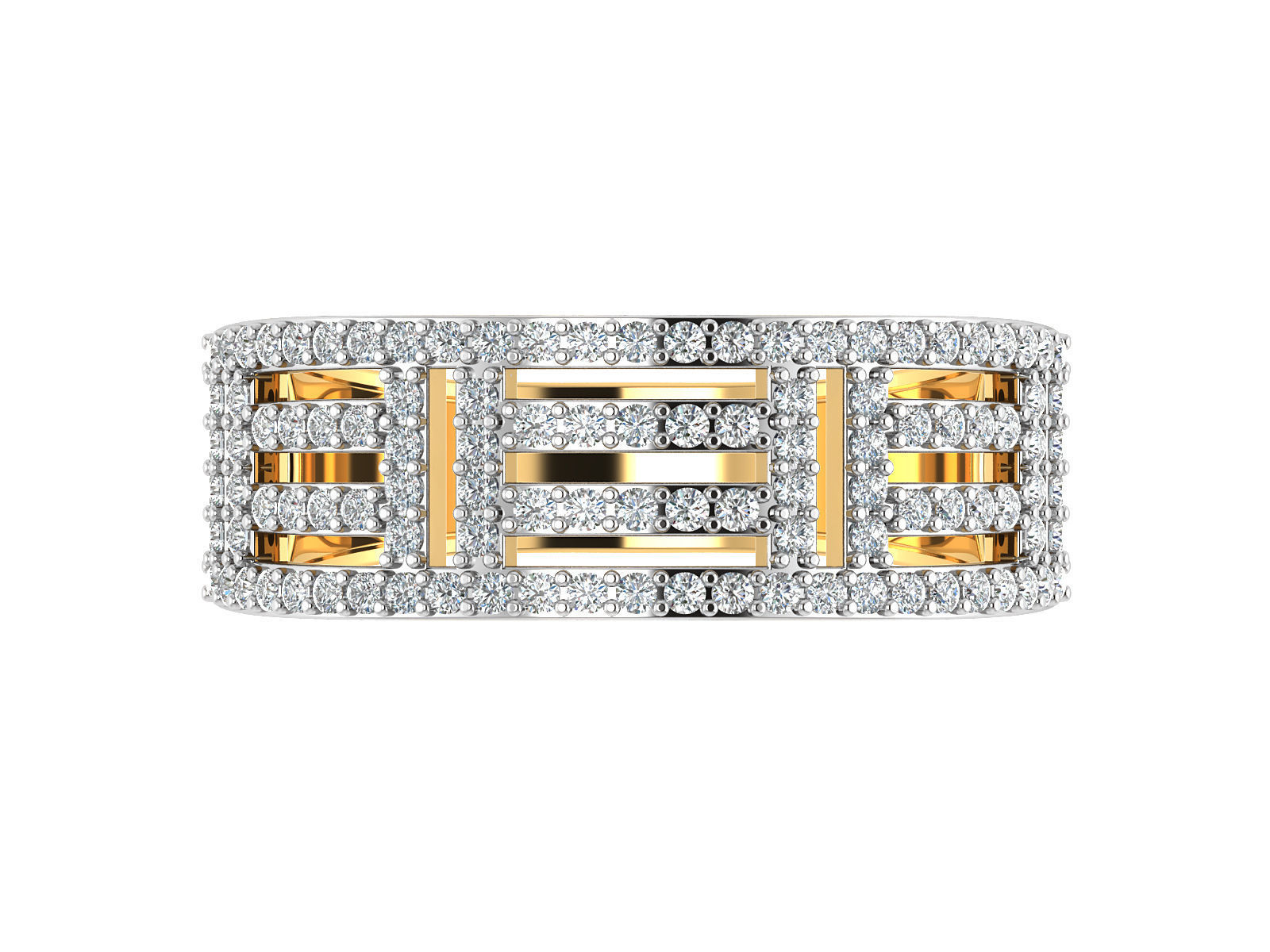 Light Weight Rose Gold Diamond Ring -R-3884 3D print model_14