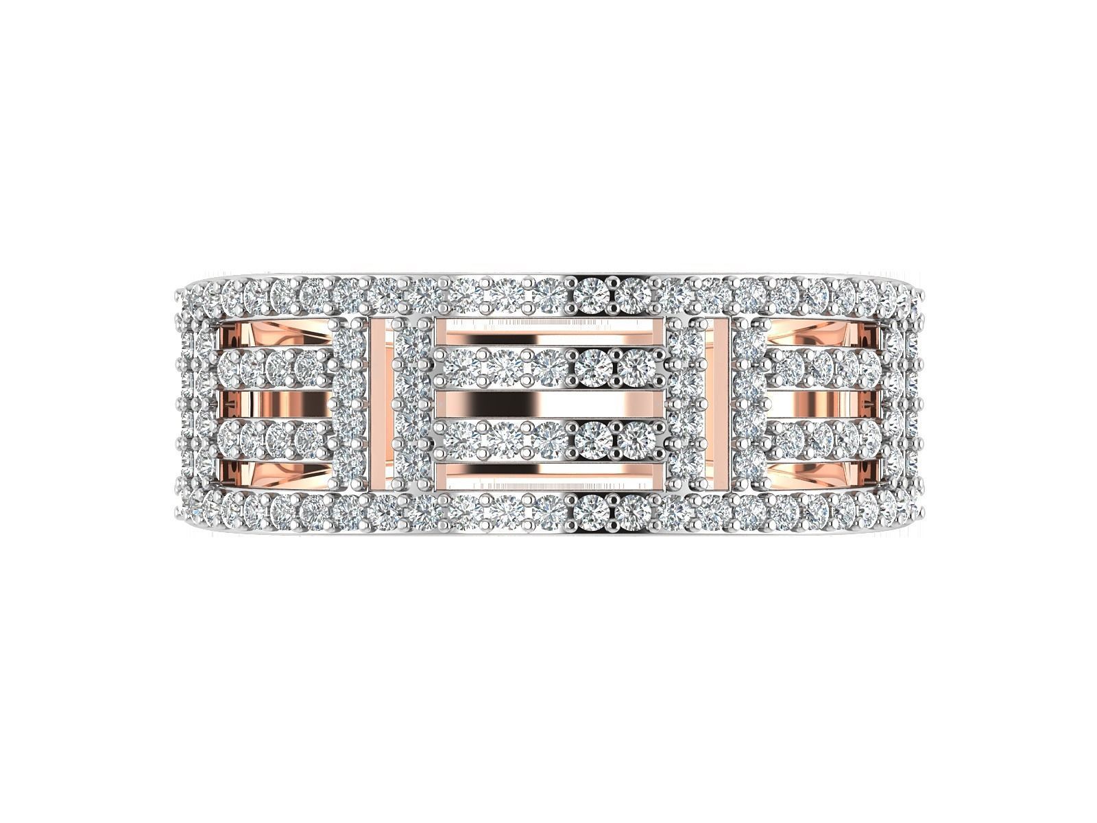 Light Weight Rose Gold Diamond Ring -R-3884 3D print model_13