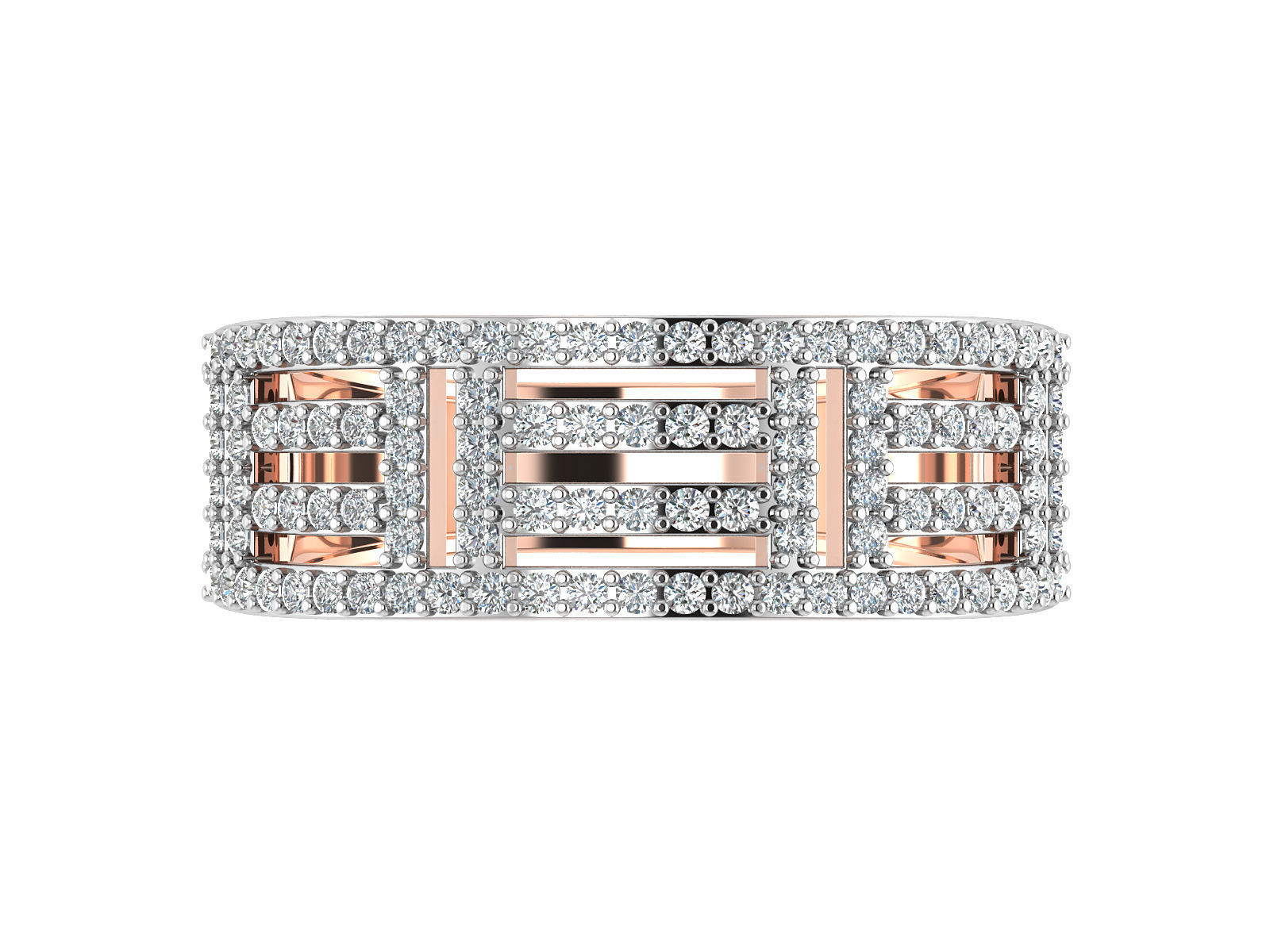 Light Weight Rose Gold Diamond Ring -R-3884 3D print model_12