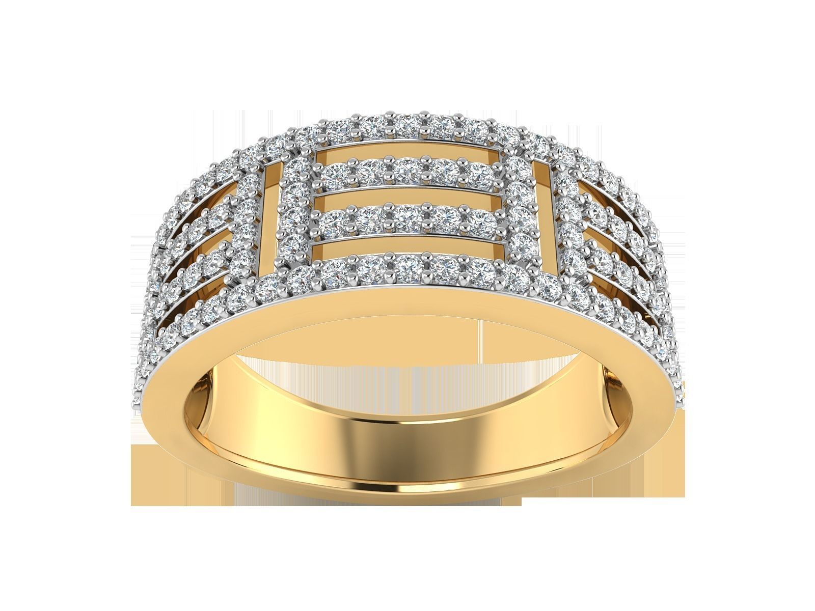 Light Weight Rose Gold Diamond Ring -R-3884 3D print model_3