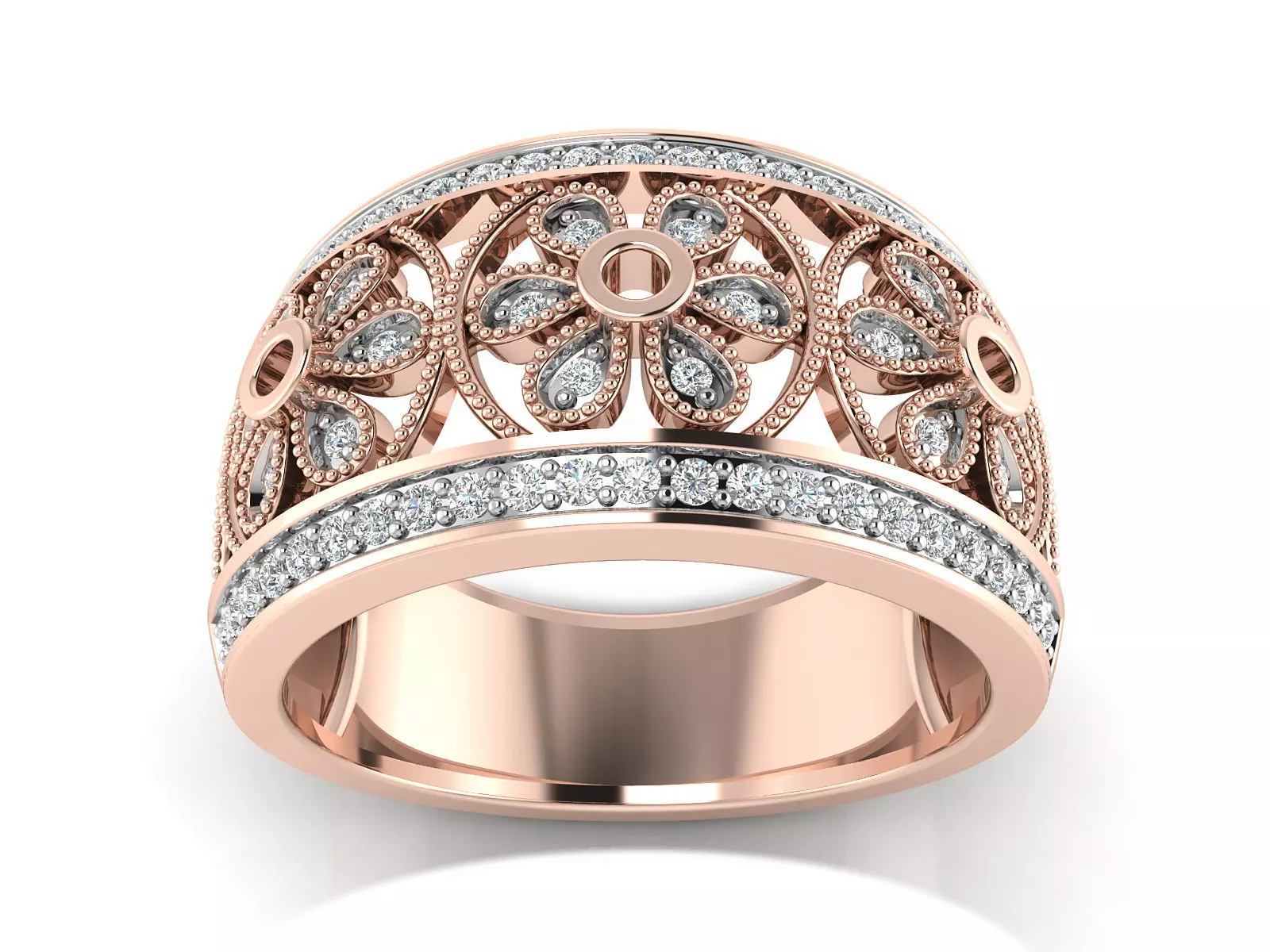 Light Weight Rose Gold Diamond Ring -R-3890 3D print model