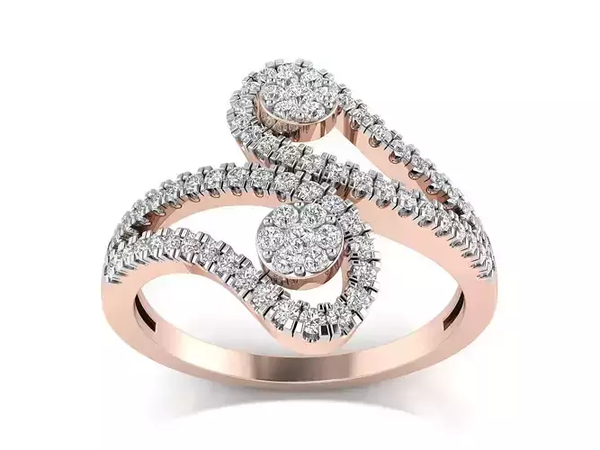 Light Weight Rose Gold Diamond Ring  -R-3908 3D print model