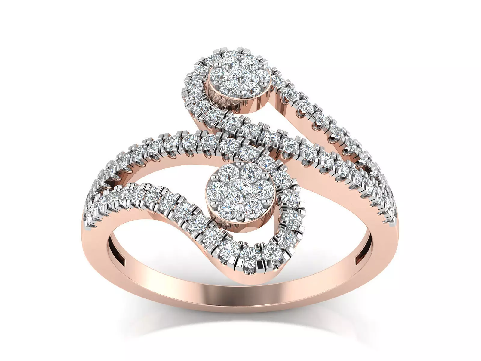 Light Weight Rose Gold Diamond Ring -R-3908 3D print model