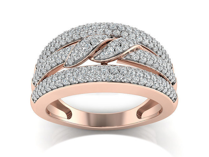 Light Weight Rose Gold Diamond Ring  -R-3917 3D print model