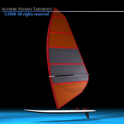 Windsurf sailboat 3D model_6