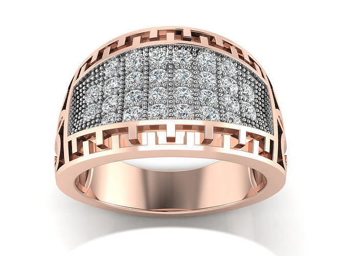 Light Weight Rose Gold Diamond Ring  -R-3918 3D print model